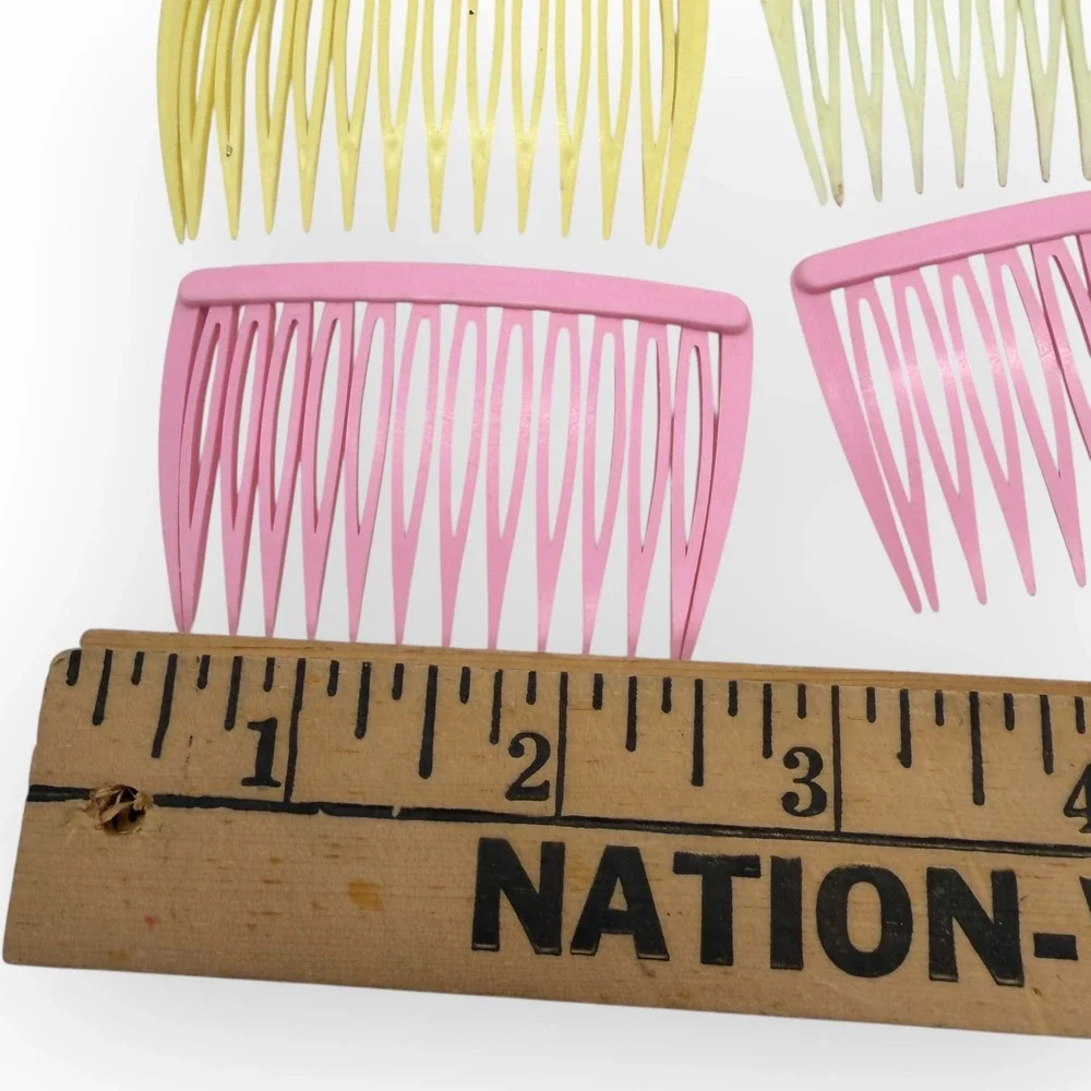 Vintage Goody Hair Side Combs Lot of 7‎ Plastic 4B USA Pink Cream Brown Tortoise